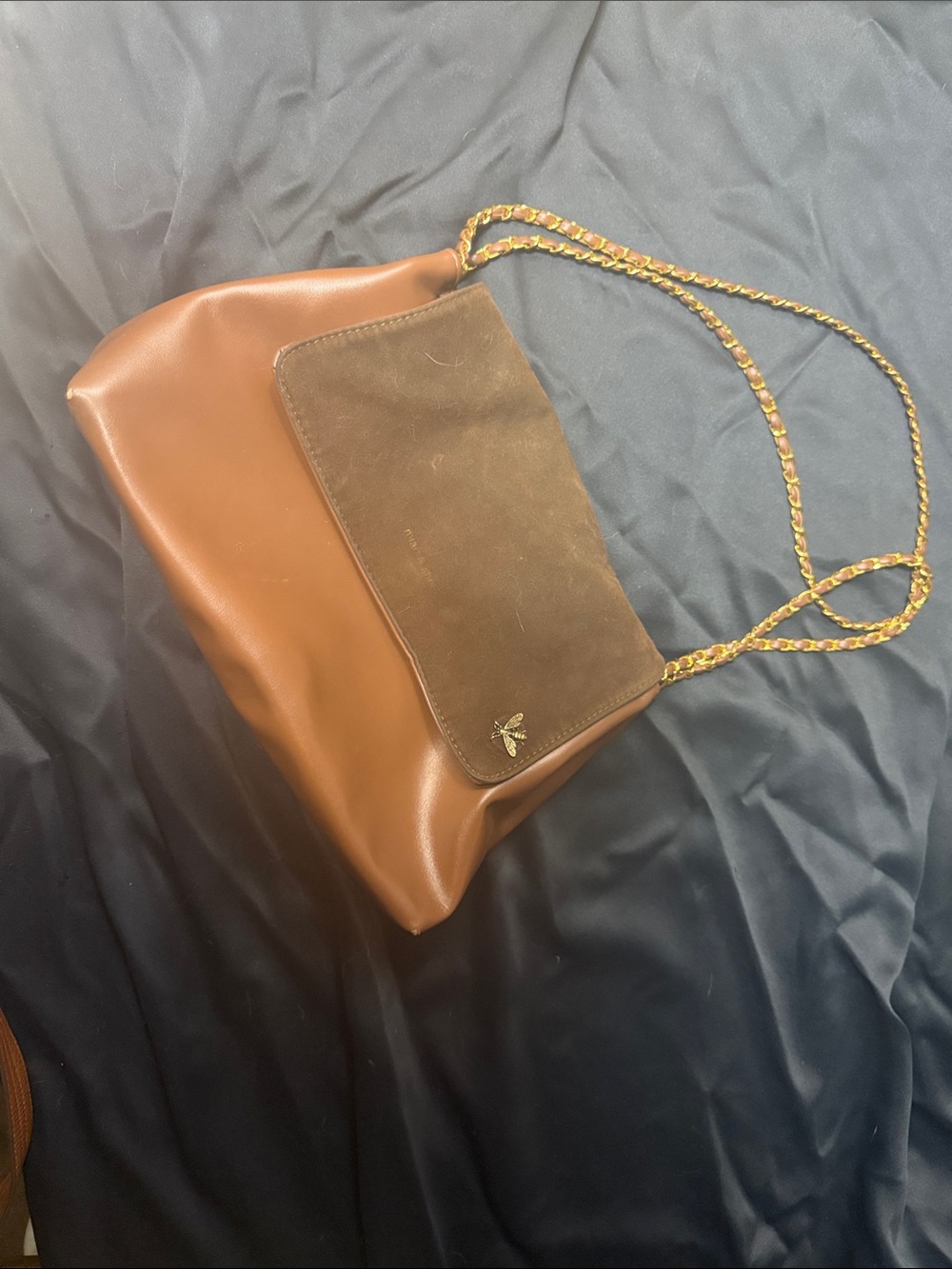 Brown Two-Tone Shoulder Bag with Chain Strap designer Miao & She